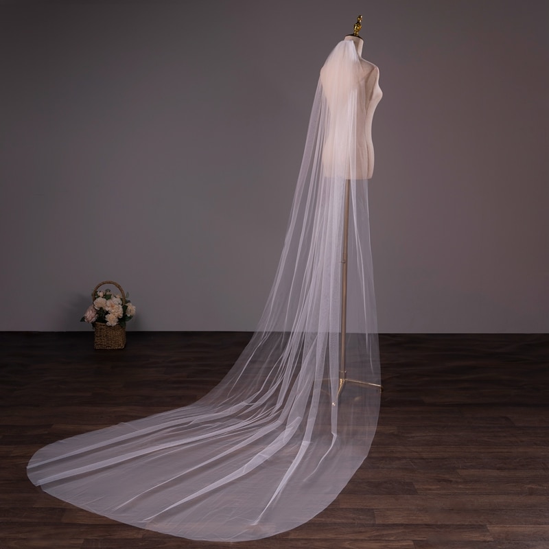 Wholesale Soft Tulle 3Meter 5Meter White Ivory Voile Mariee Long Wedding Veil With Metal Comb Bridal Headwear Vestido De Noiva Wholesale Soft Tulle 3Meter 5Meter White Ivory Voile Mariee Long Wedding Veil With Metal Comb Bridal Headwear Vestido De Noiva