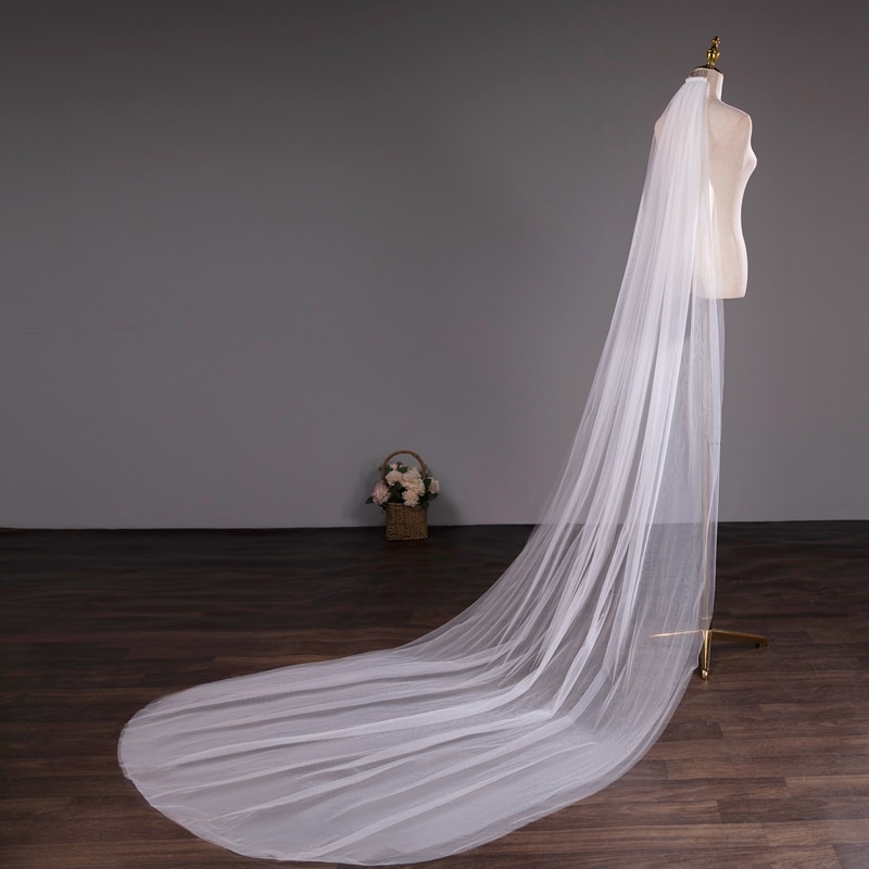 Wholesale Soft Tulle 3Meter 5Meter White Ivory Voile Mariee Long Wedding Veil With Metal Comb Bridal Headwear Vestido De Noiva Wholesale Soft Tulle 3Meter 5Meter White Ivory Voile Mariee Long Wedding Veil With Metal Comb Bridal Headwear Vestido De Noiva
