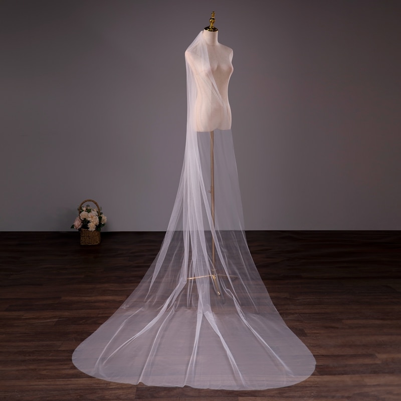 Wholesale Soft Tulle 3Meter 5Meter White Ivory Voile Mariee Long Wedding Veil With Metal Comb Bridal Headwear Vestido De Noiva Wholesale Soft Tulle 3Meter 5Meter White Ivory Voile Mariee Long Wedding Veil With Metal Comb Bridal Headwear Vestido De Noiva
