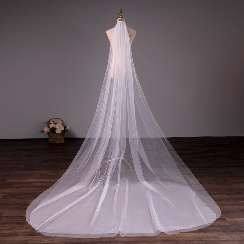 Wholesale Soft Tulle 3Meter 5Meter White Ivory Voile Mariee Long Wedding Veil With Metal Comb Bridal Headwear Vestido De Noiva Wholesale Soft Tulle 3Meter 5Meter White Ivory Voile Mariee Long Wedding Veil With Metal Comb Bridal Headwear Vestido De Noiva