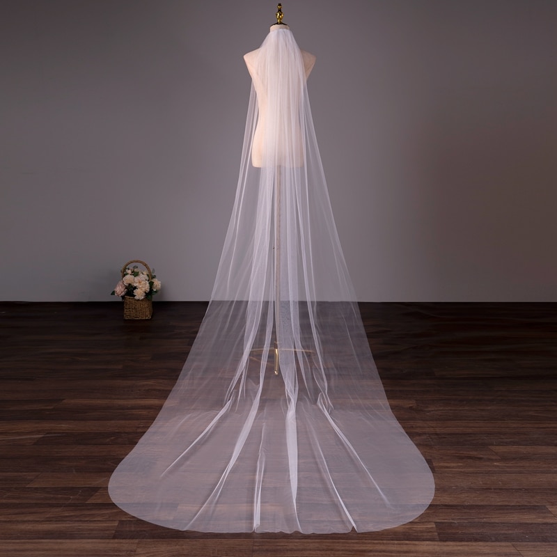 Wholesale Soft Tulle 3Meter 5Meter White Ivory Voile Mariee Long Wedding Veil With Metal Comb Bridal Headwear Vestido De Noiva Wholesale Soft Tulle 3Meter 5Meter White Ivory Voile Mariee Long Wedding Veil With Metal Comb Bridal Headwear Vestido De Noiva