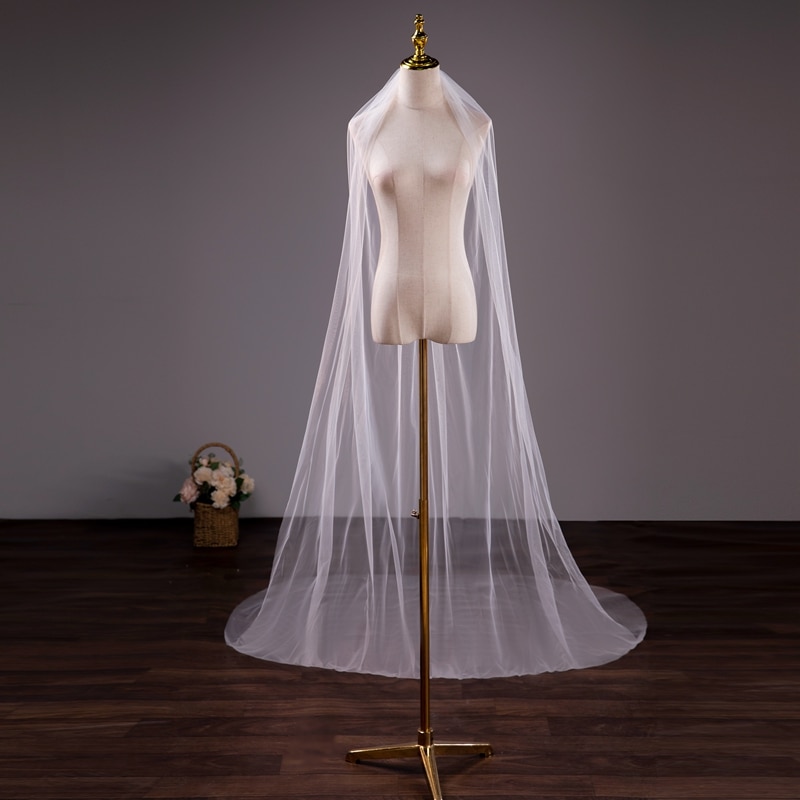 Wholesale Soft Tulle 3Meter 5Meter White Ivory Voile Mariee Long Wedding Veil With Metal Comb Bridal Headwear Vestido De Noiva Wholesale Soft Tulle 3Meter 5Meter White Ivory Voile Mariee Long Wedding Veil With Metal Comb Bridal Headwear Vestido De Noiva