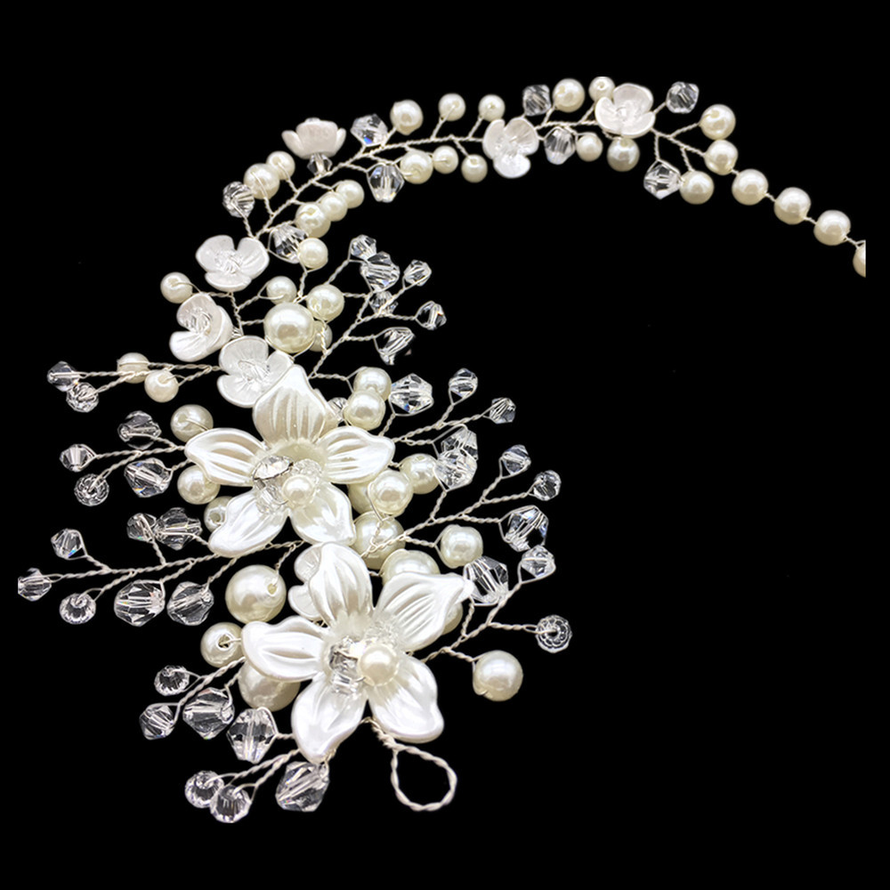KMVEXO Ceramic Flowers Wedding Headbands for Bride Crystal Pearls Women Hairpins Bridal Headpiece Hair Jewelry Accessories 2019 KMVEXO Ceramic Flowers Wedding Headbands for Bride Crystal Pearls Women Hairpins Bridal Headpiece Hair Jewelry Accessories 2019