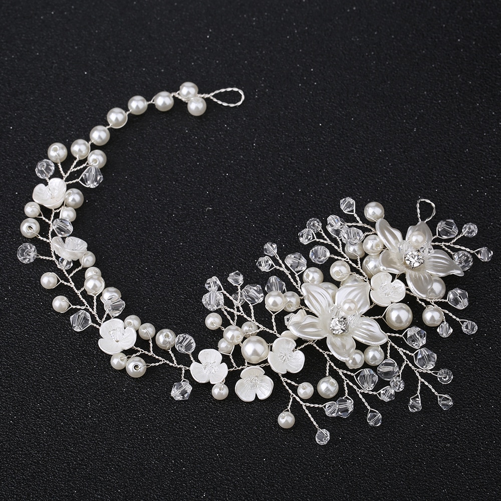 KMVEXO Ceramic Flowers Wedding Headbands for Bride Crystal Pearls Women Hairpins Bridal Headpiece Hair Jewelry Accessories 2019 KMVEXO Ceramic Flowers Wedding Headbands for Bride Crystal Pearls Women Hairpins Bridal Headpiece Hair Jewelry Accessories 2019